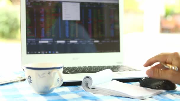 Menggunakan Laptop Trading Stock Exchange — Stok Video