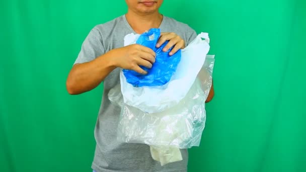 Plastic Bags Campaign Green Screen Chiangmai Thailand — Stock Video