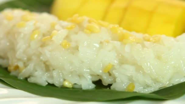 Mango Plakkerige Rijst Thaise Beroemde Gerechten — Stockvideo