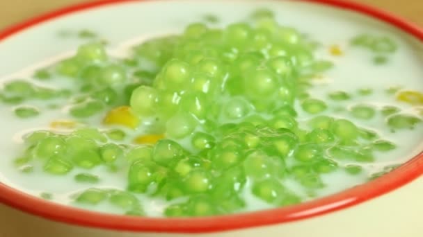 Närbild Sago Kokosmjölk Thailändsk Berömd Dessert — Stockvideo