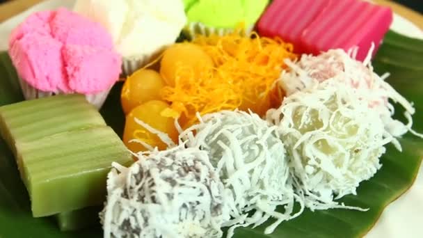 Puszyste Ciasto Mąki Ryżowej Lub Kanom Toy Tajski Deser — Wideo stockowe