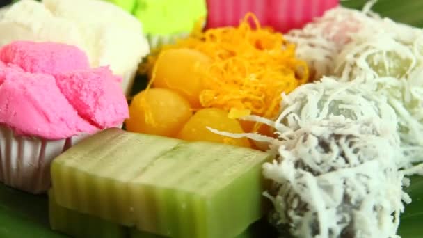 Fluffy Rice Flour Cake Kanom Toy Thai Dessert — Stock Video