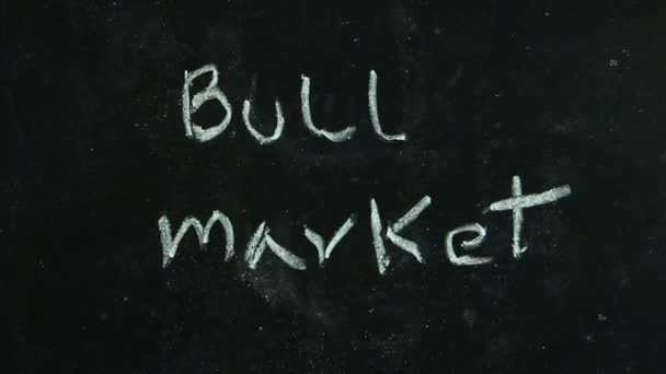 Bull Market Word Blackboard Stock Exchange Board Estúdio Chiangmai Tailândia — Vídeo de Stock