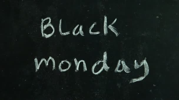 Black Monday Mot Sur Tableau Noir Avec Tableau Bourse Dans — Video