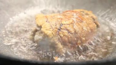 Büyük balık yumurtası tavada, Chiangmai Tayland 'da.