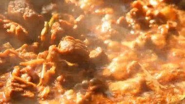 cooking chopped pork with soy sauce or Ba-Teng, in door  Chiangmai  Thailand