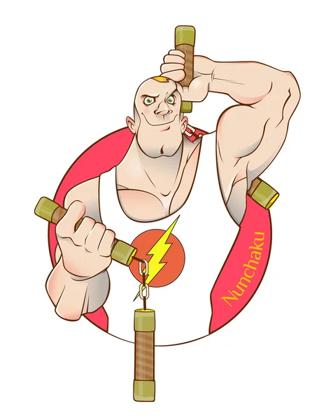 NINJA NUNCHAKI MAN Royalty Free Stock Vectors