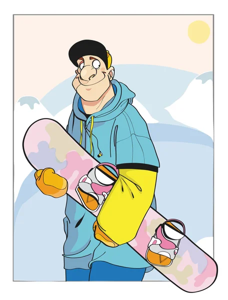 SNOWBOARDER hombre de invierno — Vector de stock