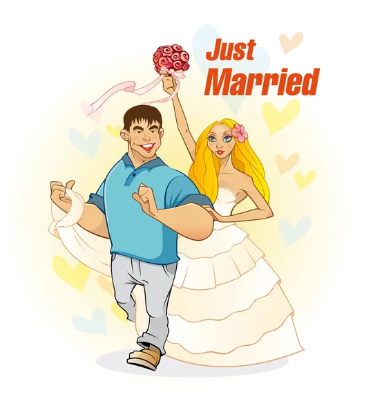 Just Married szczęśliwy — Wektor stockowy