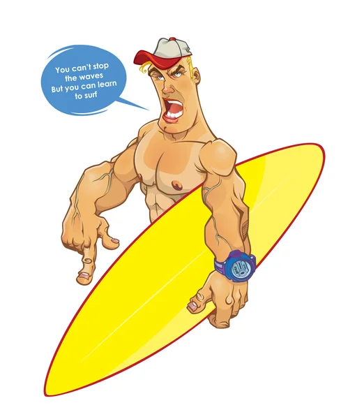 Sörf sıcak adam — Stok Vektör