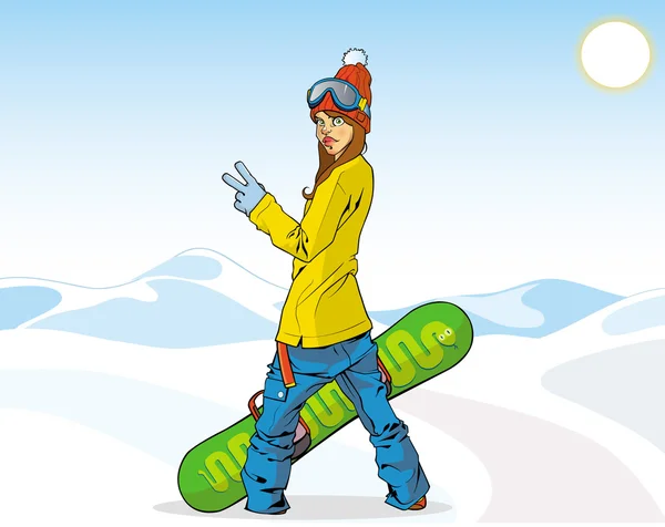 Snowboarder coureur extrême — Image vectorielle