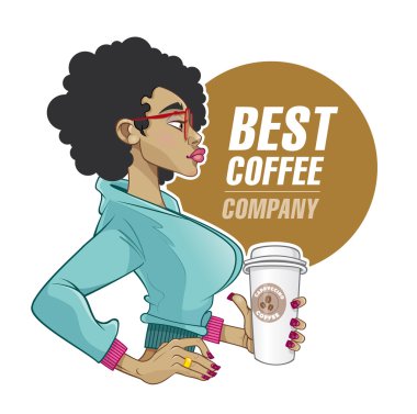 WOMAN WITH BEST COFFEE clipart
