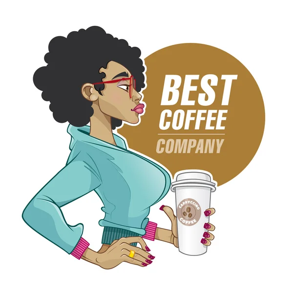 WOMAN COM MELHOR CAFÉ — Vetor de Stock