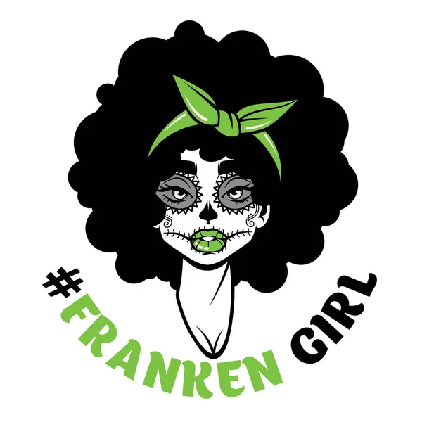 Cadılar Bayramı Güzel Frankenstein Kadın Vektörü