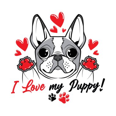 Şirin vektör sevimli yavru köpek bulldog 