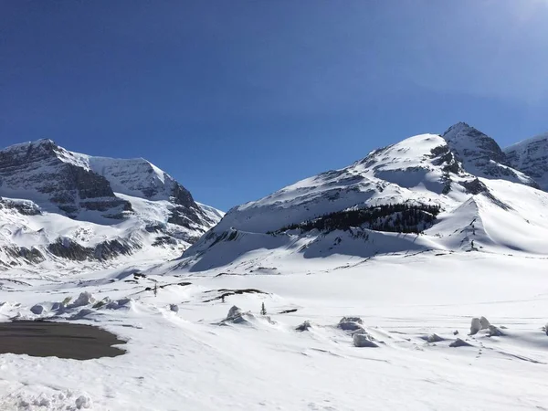 Vista Panorámica Del Icefield Parkway Día Soleado — Foto de Stock