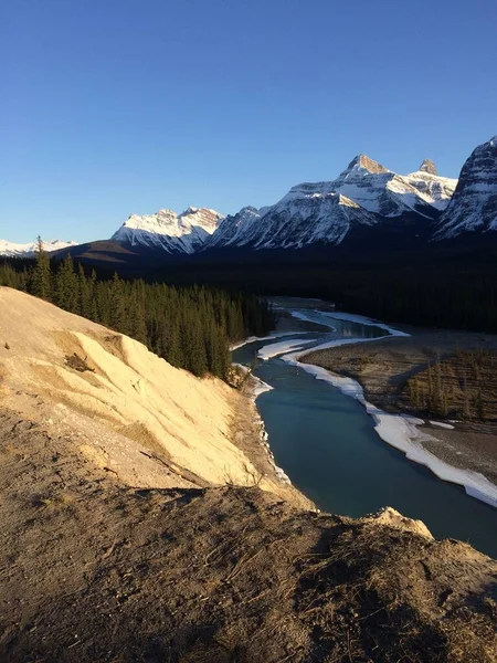 Parc National Jasper Avec Ciel Bleu Parfait — Photo