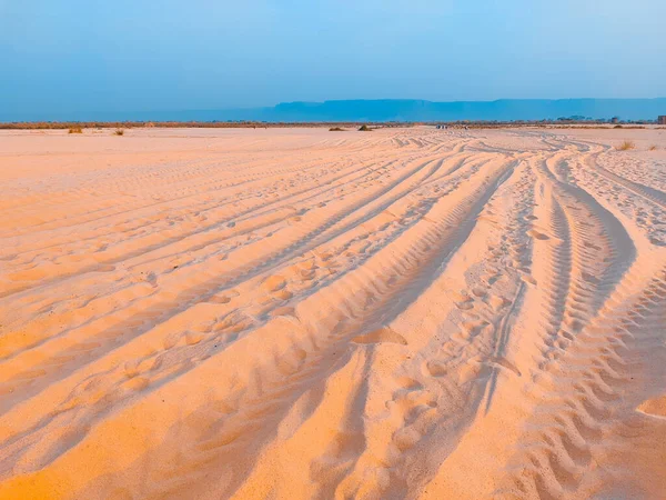 tracks wheels marks in sand land