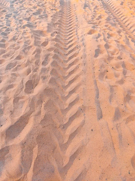 Tracks Wheels Marks Sand Field Land — Stock Photo, Image