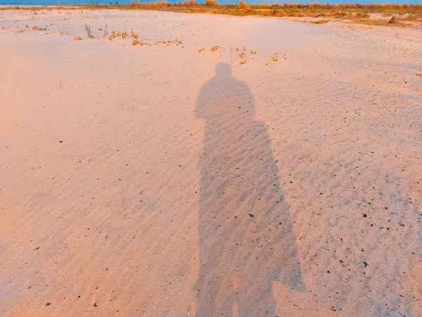 Una Sombra Desierto Arena Con Fondo Del Cielo —  Fotos de Stock