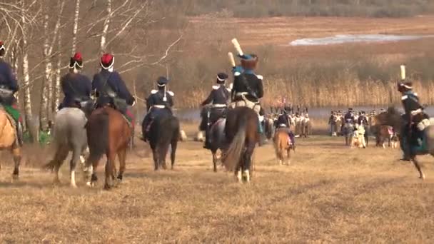 Cavaliers Russes Attaquent Des Cavaliers Français Près Rivière Bérézina Des — Video