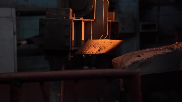 Molten Liquid Metal Flows Guide Crucible Steel Production Blast Furnace — Stock Video