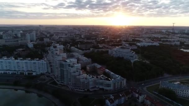 Ein Panoramablick Aus Der Höhe Der Stadtviertel Zentrum Von Minsk — Stockvideo