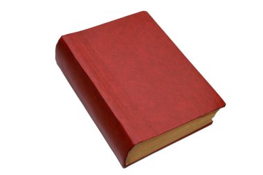 Beyaz arkaplana izole edilmiş kırmızı eski kitap, modeller ve sunumlar için ürün fotoğrafçılığı