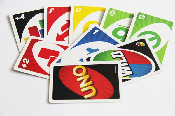 Juego Cartas Uno Vista Superior Momento Jugar — Foto de Stock