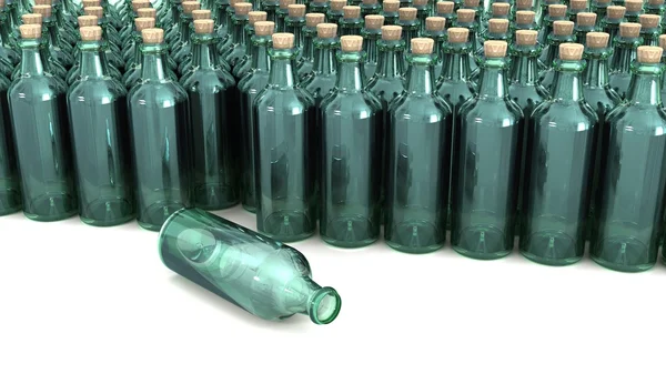 Бутылки из зеленого стекла — стоковое фото