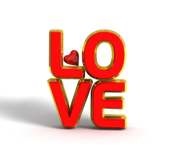 Text  "love" and red heart — Stock Photo, Image