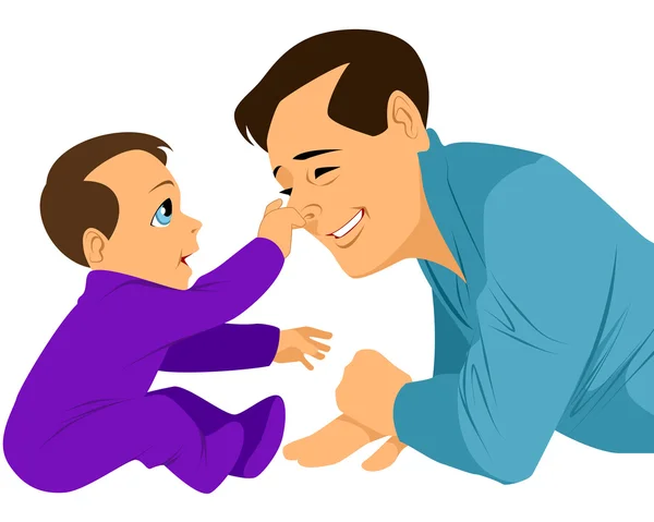 Γιος αρπάζει πατέρες μύτη — Διανυσματικό Αρχείο