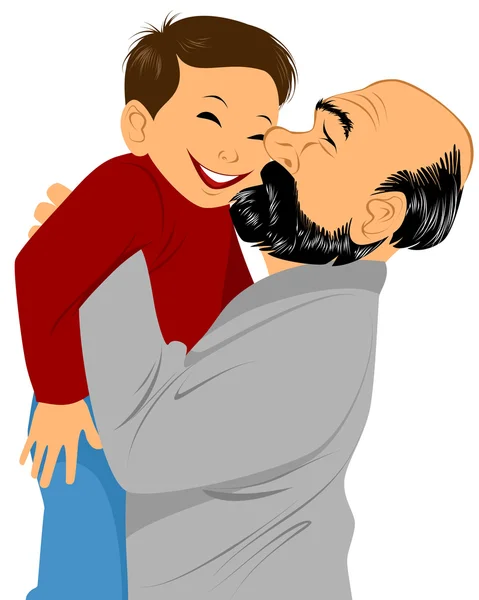 Grandfather holds grandson in hands — Stock Vector