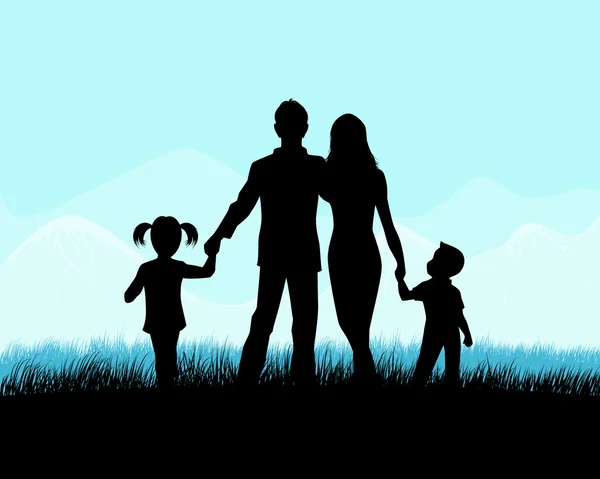 Silhouette einer Familie — Stockvektor