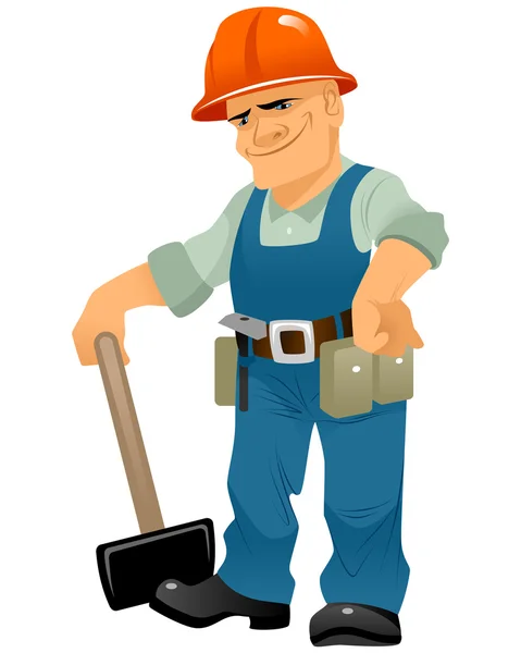 Builder with maul — Stock Vector