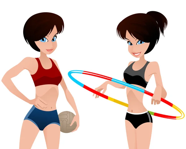Dívky dva sportovci — Stockový vektor