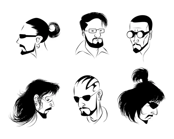 Six visages d'hommes — Image vectorielle