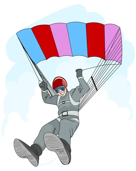 Man met parachute springen — Stockvector