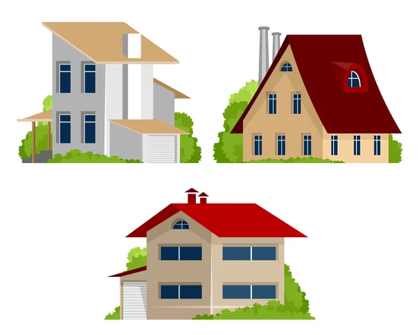 Three private houses — Stock Vector