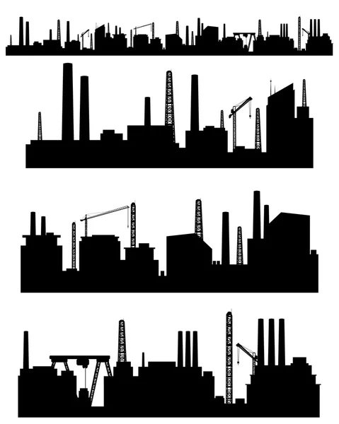 Drie fabrieken silhouetten — Stockvector