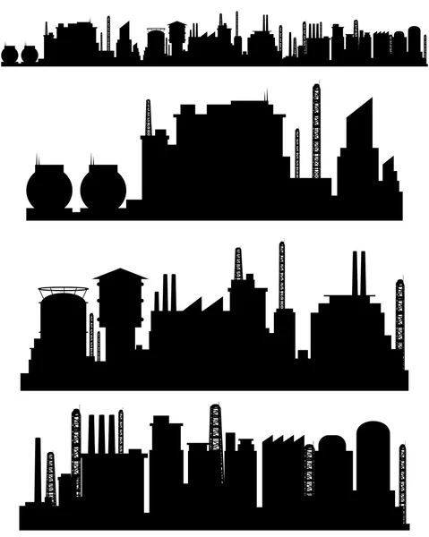 Drie fabrieken silhouetten — Stockvector