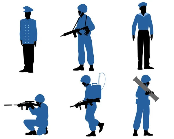 Six soldats prêts — Image vectorielle