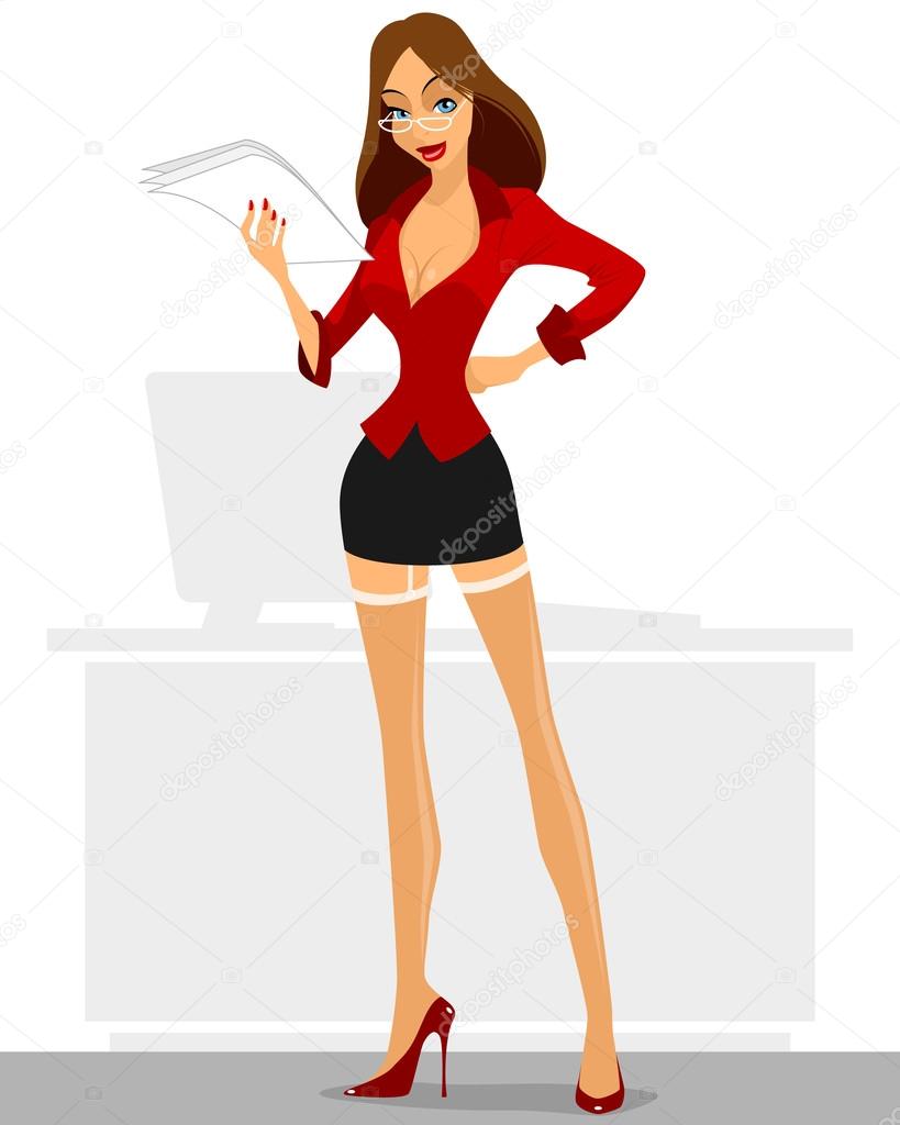 Image vectorielle Secrétaire sexy avec contrat par ©Ashva - 108549468, image size:819x1024