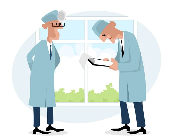 Dos doctores hablando — Vector de stock