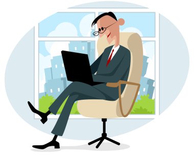 İşadamı dizüstü bilgisayarla çalışıyor