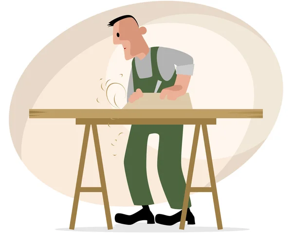 Carpinteiro e mesa de artesanato — Vetor de Stock