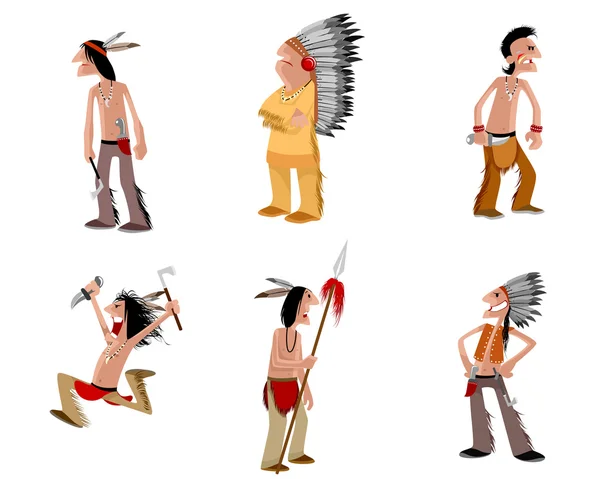 Seis indios listos — Vector de stock