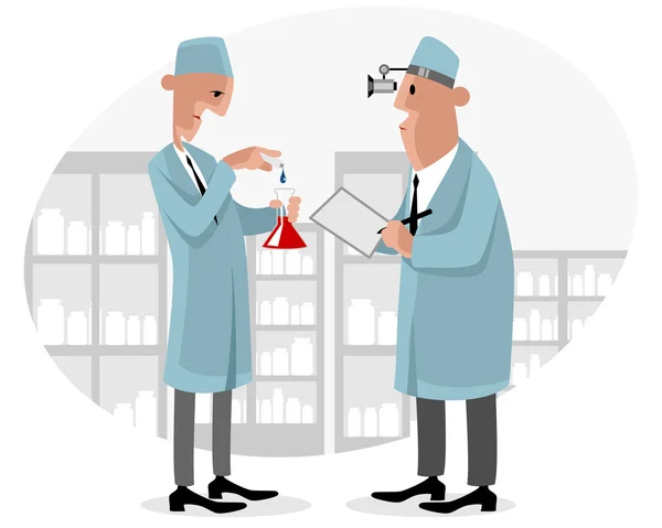 Two doctors in lab — Stock Vector