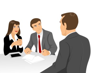Businessmen at negotiating table clipart