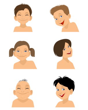 Altı gülümseyen yüzler